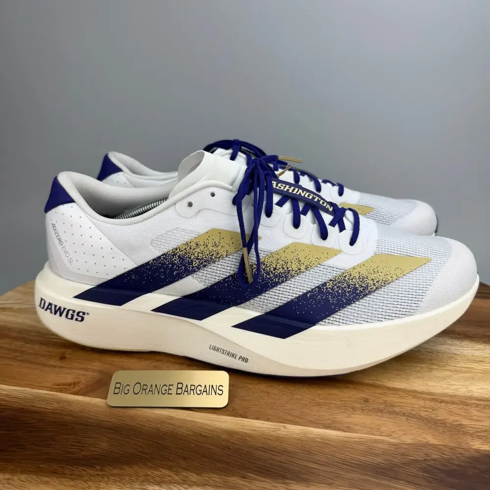 Adidas x Adizero EVO SL Washington Huskies Men’s Size 14 Sneakers JQ4578
